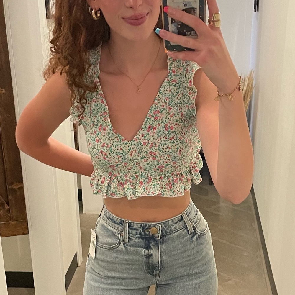 Women's floral tie back top